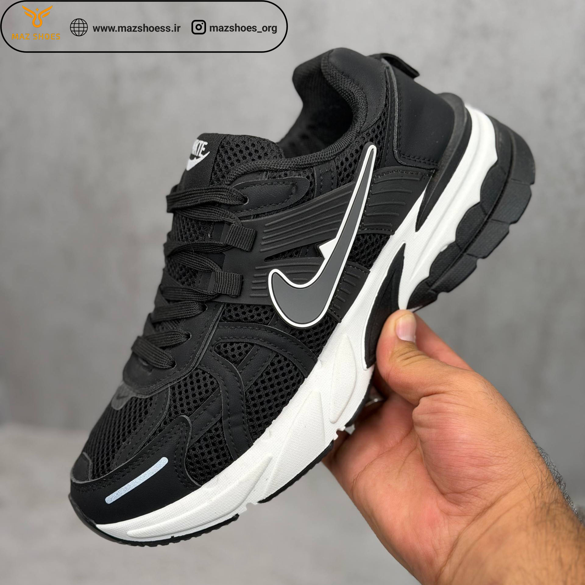 123 کفش مردانه نایک وی 2 کی ران Nike V2K Run اقتصادی سفید مشکی - تصویر 1
