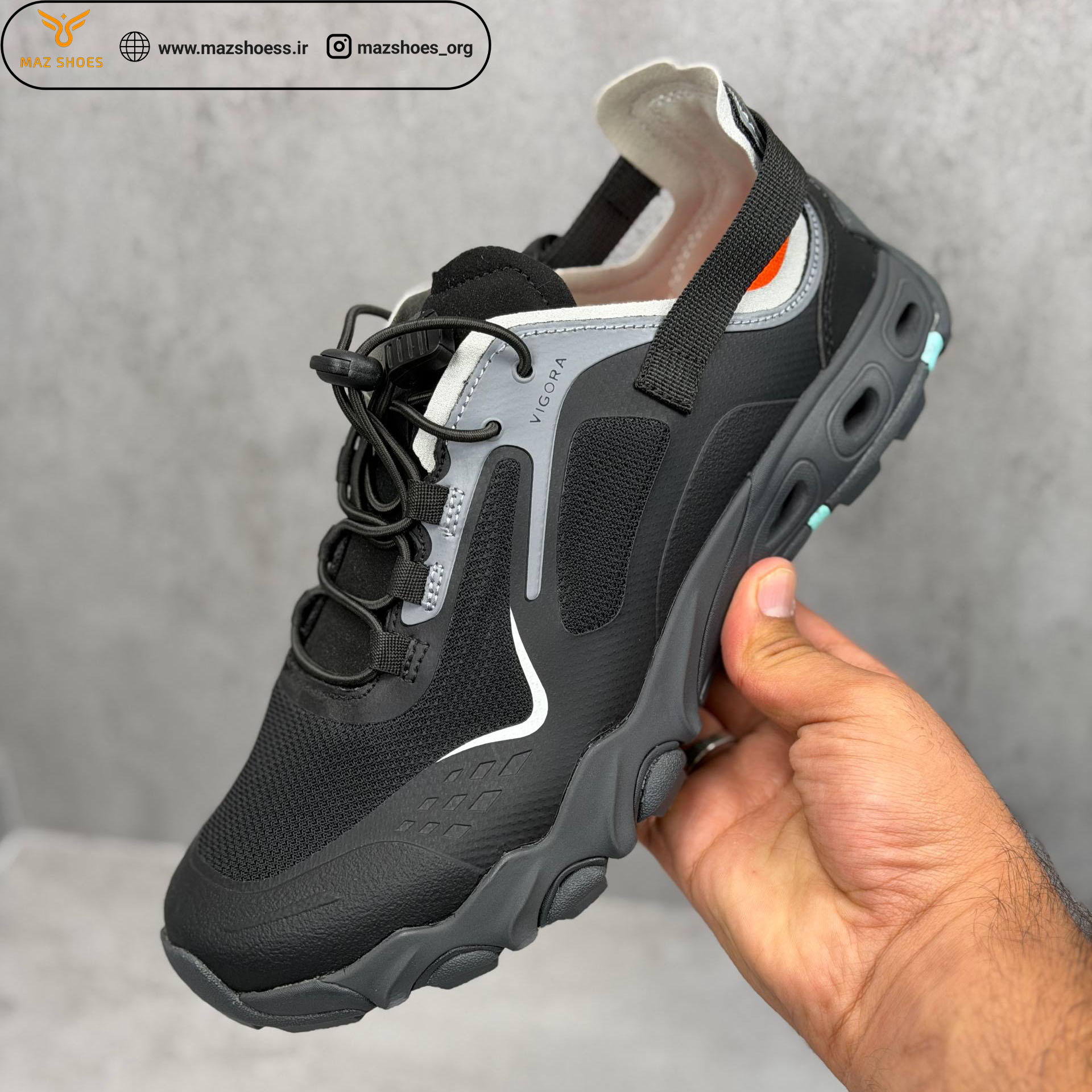 205 صندل مردانه ویگورا Vigora رنگ طوسی مشکی مناسب پیاده روی - تصویر 1