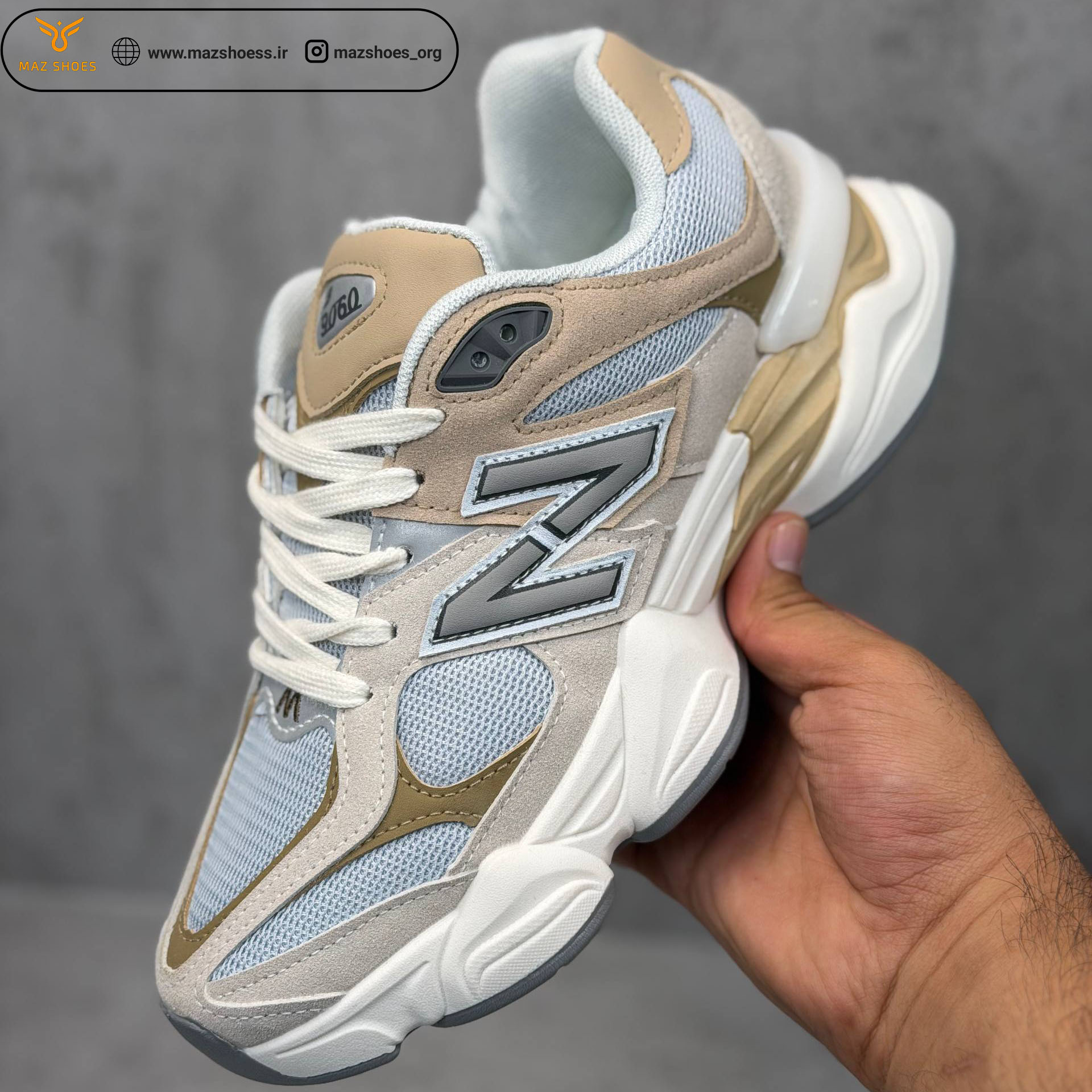 227 کفش مردانه نیوبالانس New Balance 9060 اقتصادی کرم - تصویر 1