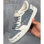 کفش مردانه نایک ایر جردن وان تراویس کرم طوسی Nike Air Jordan 1 با طراحی خاص