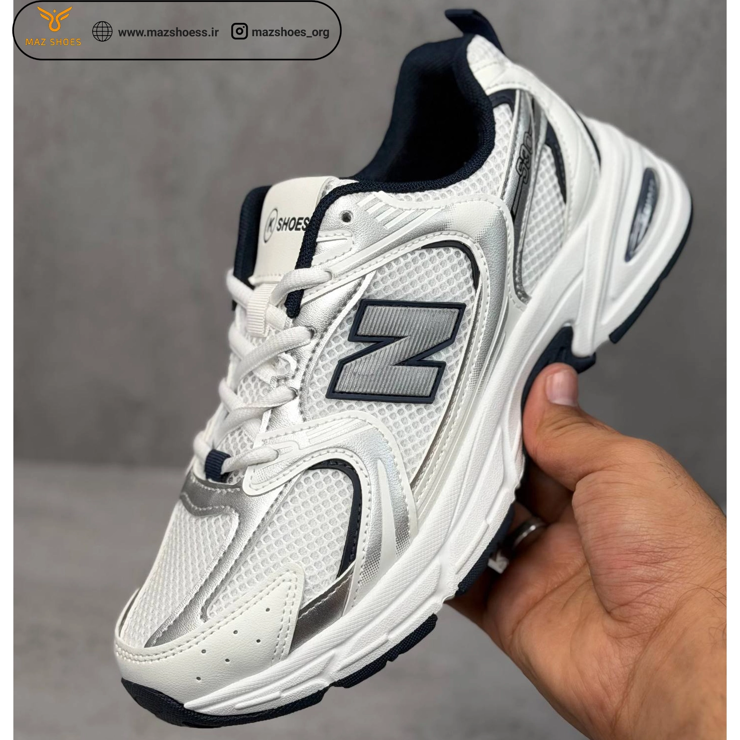 339 کفش زنانه نیوبالانس New Balance 530 اسپرت سفید سورمه ای اقتصادی - تصویر 1